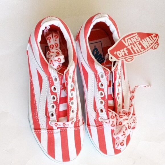 Vans Of The Wall Red and White Stripe Where's Waldo Sneakers Size US Kids 12 - Picture 3 of 14